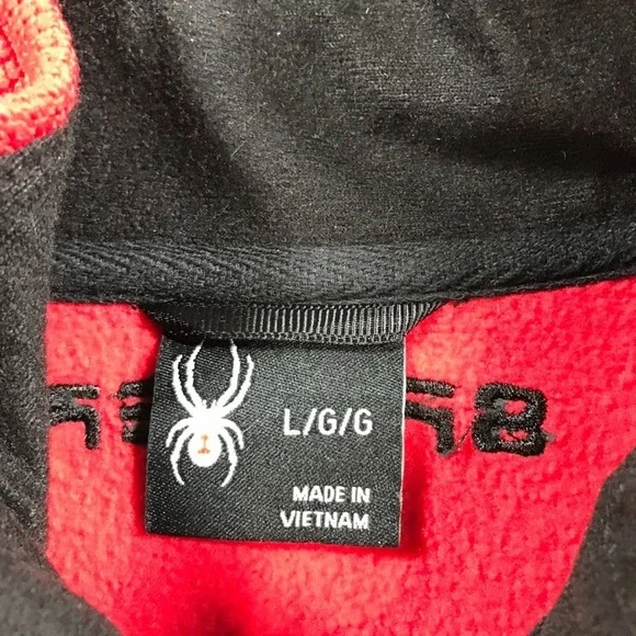 Spyder Jacket Mens Large Red Black Full Zip Fleece Knit Sweater Ski Snow Outdoor - Picture 2 of 10